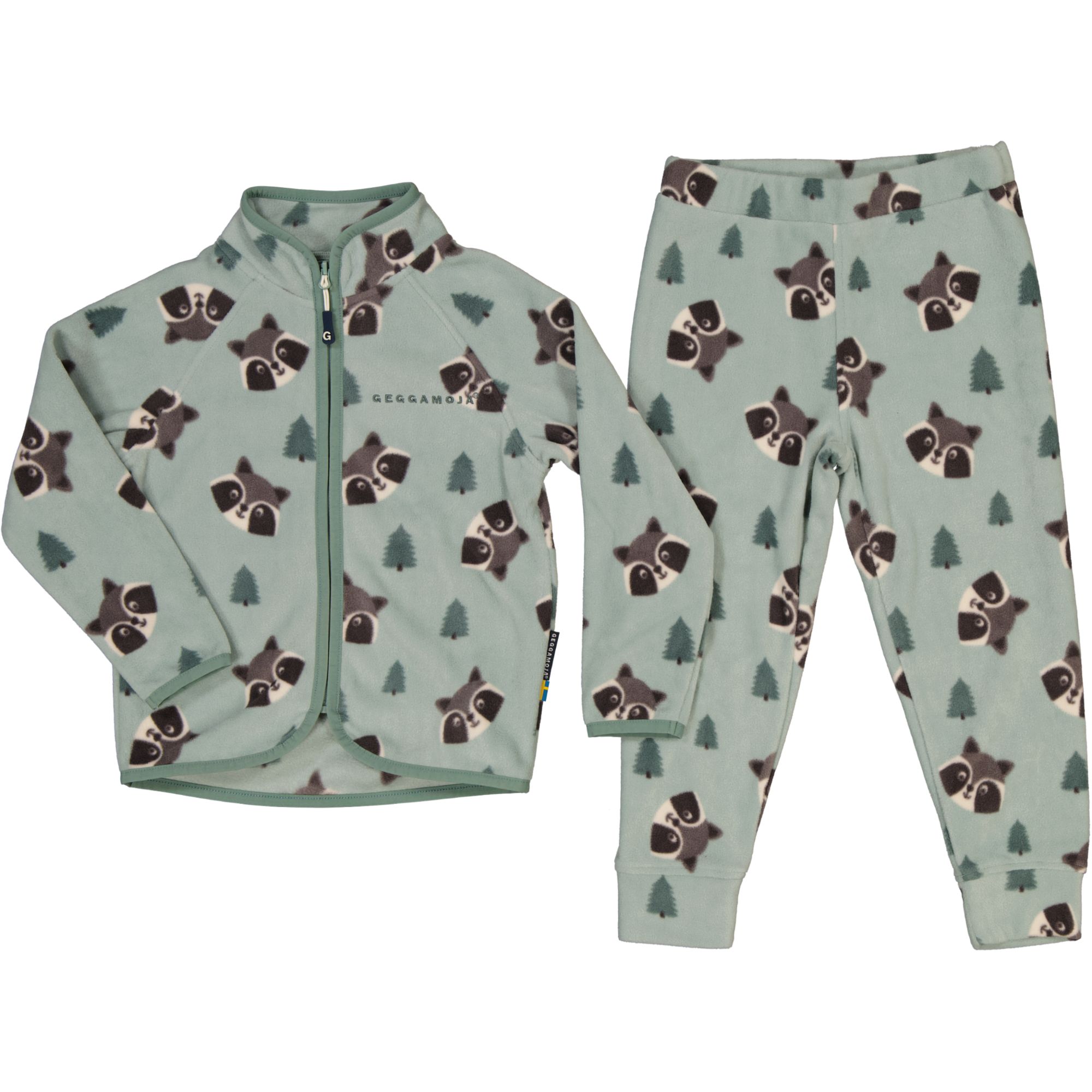 Fleece set Green Racoon