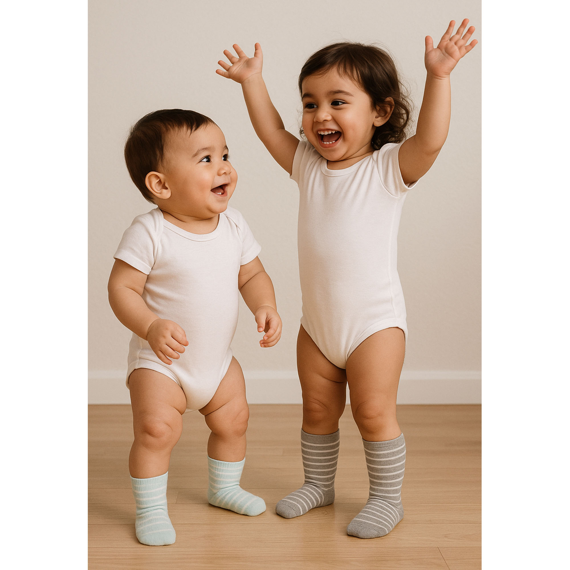 Anti slip socks 2-pack Grey/green
