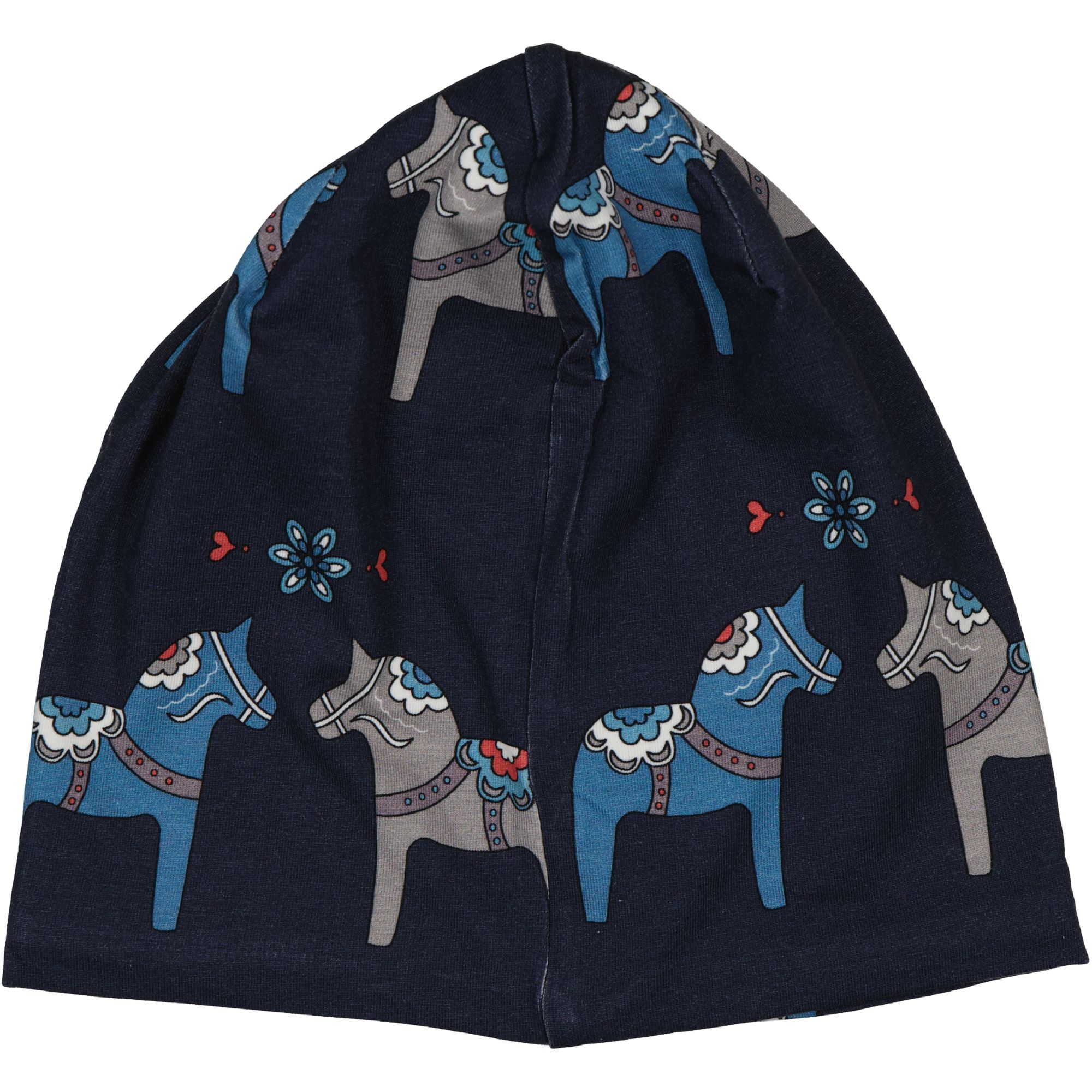 Mössa Bambu fleecefodrad Dalahäst Navy