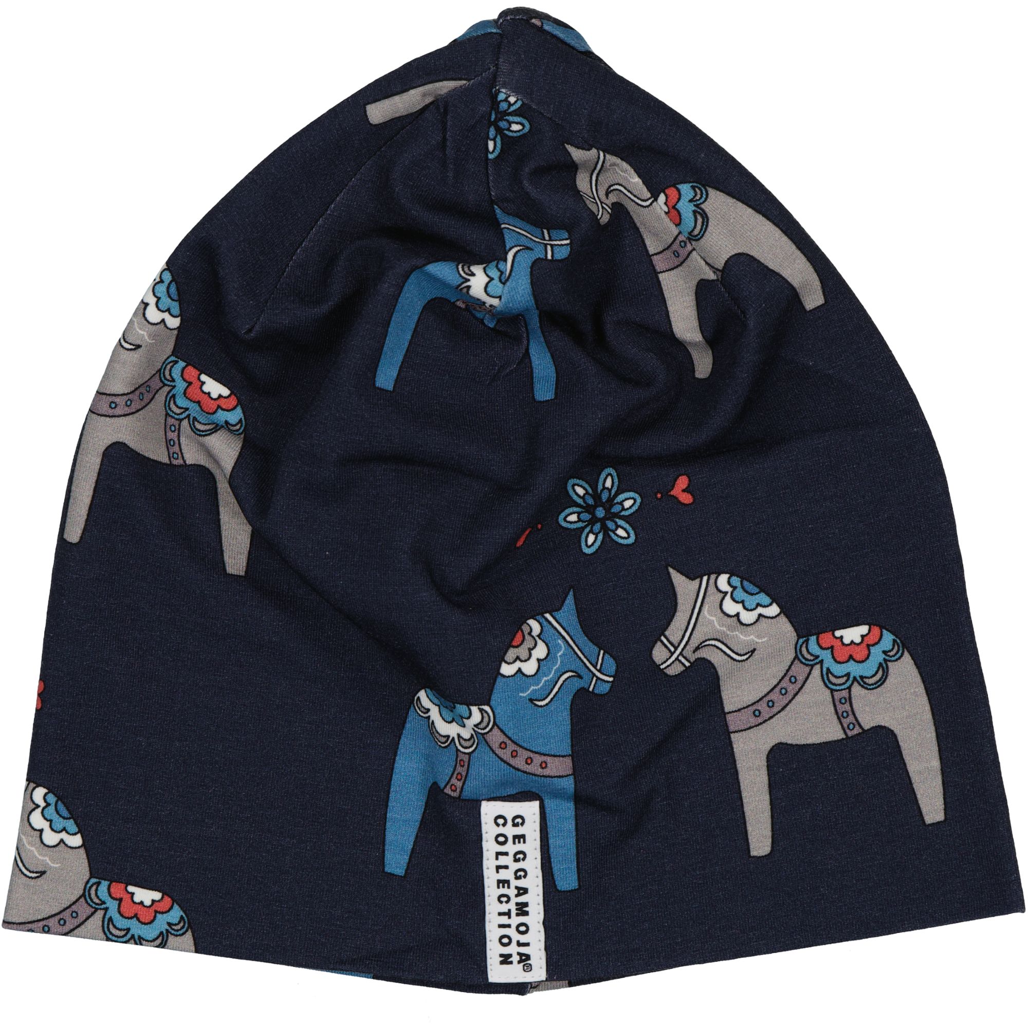 Mössa Bambu fleecefodrad Dalahäst Navy